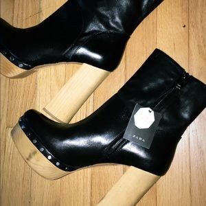 ZARA Leather Platform Boots